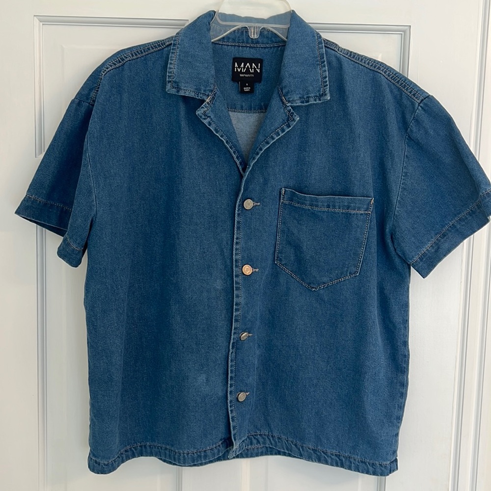 Boohoo MAN Mens denim button down shirt